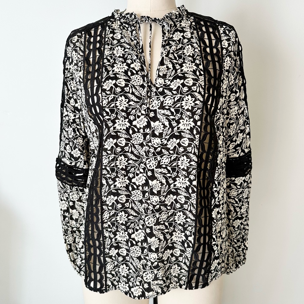 Reiss Florence Inset Floral Print Blouse